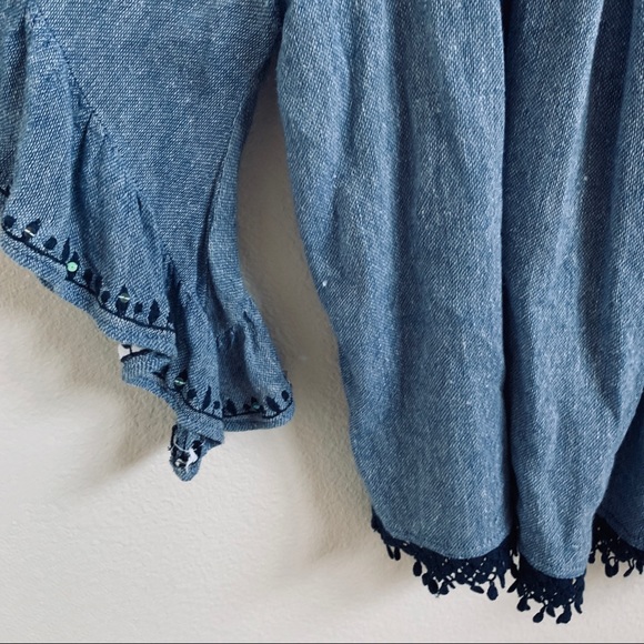 RUBY YAYA denim boho sequin top - Picture 7 of 8